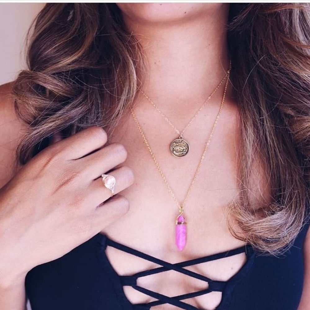 New Gold Rose Quartz Necklace